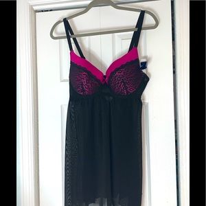 Black and Pink Babydoll slip lingerie 1X